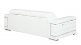 89" White And Silver Italian Leather Sofa