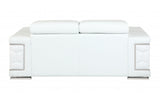 71" White And Silver Italian Leather Sofa