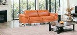 90" Camel And Silver Italian Leather Sofa