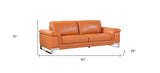 90" Camel And Silver Italian Leather Sofa