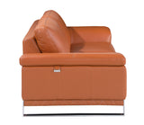 90" Camel And Silver Italian Leather Sofa