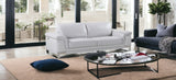 90" Gray And Silver Italian Leather Sofa