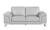 73" Light Gray And Silver Genuine Leather Love Seat