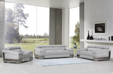 Three Piece Indoor Light Gray Italian Leather Six Person Seating Set