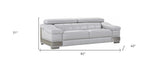 92" Gray And Silver Italian Leather Sofa