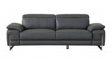 87" Gray And Silver Italian Leather Sofa