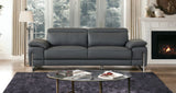 87" Gray And Silver Italian Leather Sofa