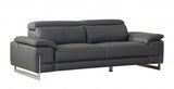 87" Gray And Silver Italian Leather Sofa