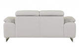 87" Gray And Silver Italian Leather Sofa