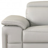 71" Light Gray And Silver Genuine Leather Love Seat