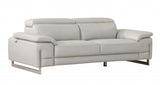 87" Gray And Silver Italian Leather Sofa