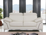 71" White And Silver Italian Leather Sofa