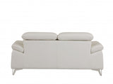 71" White And Silver Italian Leather Sofa