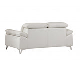 71" White And Silver Italian Leather Sofa