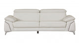 87" White And Silver Italian Leather Sofa