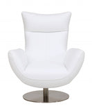 43" White Contemporary Leather Lounge Chair