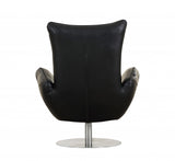 43" Black Contemporary Leather Lounge Chair