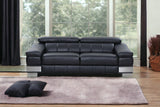 92" Black And Silver Italian Leather Sofa