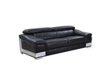 92" Black And Silver Italian Leather Sofa