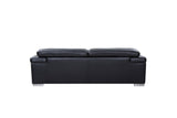 92" Black And Silver Italian Leather Sofa