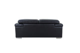 92" Black And Silver Italian Leather Sofa