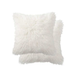 18" X 18" X 5" Off White Faux Fur Pillow 2 Pack