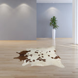 72" X 84" White And Brown Cowhide Rug