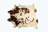 72" X 84" White And Brown Cowhide Rug