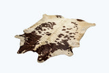 72" X 84" White And Brown Cowhide Rug