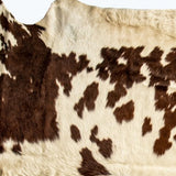 72" X 84" White And Brown Cowhide Rug