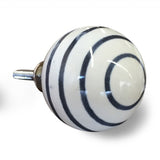 1.5" X 1.5" X 1.5" White Navy Handpainted Ceramic Knobs 8 Pack