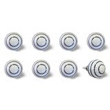 1.5" X 1.5" X 1.5" White Navy Handpainted Ceramic Knobs 8 Pack