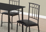 61.5" X 73.5" X 101" Black Metal Foam Polyurethane Leather Look Polyes 5Pcs Dining Set