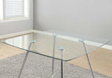 31" Chrome Metal And Clear Tempered Glass Dining Table