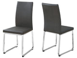 Set Of Two Gray Upholstered Faux Leather Solid Back Dining Chairs