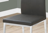 Set Of Two Gray Upholstered Faux Leather Solid Back Dining Chairs