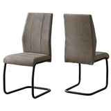 Set Of Two Taupe Upholstered Faux Leather Slat Back Dining Chairs