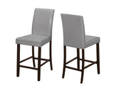 Set of Two 25" Gray And Brown Solid Wood Counter Height Bar Chairs