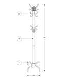 19" X 19" X 70" White Metal Coat Rack