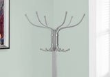 18" X 18" X 70" Silver Metal Coat Rack