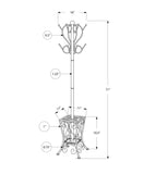 16" X 16" X 71" Black Metal Umbrella Holder Coat Rack