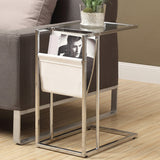 21" Clear And White End Table With Shelf