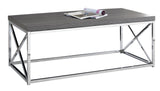 44" Gray And Silver Iron Coffee Table