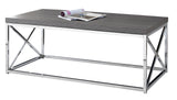 44" Gray And Silver Iron Coffee Table