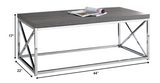 44" Gray And Silver Iron Coffee Table