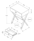 22" Silver And Deep Taupe End Table With Drawer