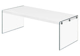 44" White And Clear Glass Coffee Table