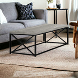 44" Gray And Black Iron Coffee Table