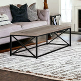 44" Brown And Black Iron Coffee Table
