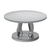 36" Silver Mirrored Round Mirrored Coffee Table